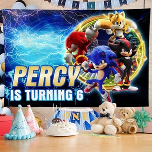 Sonic Birthday Party Backdrop/sonic Hedgehog 3 Birthday Banner/custom Sonic Backdrop/kids Birthday Decor/custom Birthday Backdrop