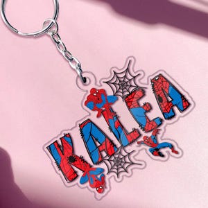 Personalized Spiderman Keychain/Custom Name Spiderman Christmas Keychain/Marvel Avengers Keychain/Spiderman Keychain Gift For Kids