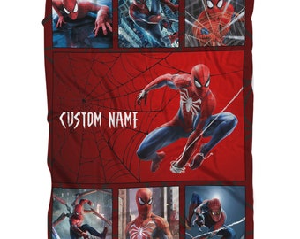 Personalized Spiderman Blanket, Custom Name Spiderman Birthday Blanket, All Spiderman Blanket Gift For Kids, Christmas Blanket Gift