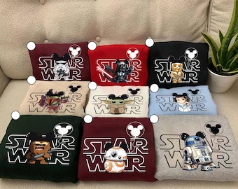 Disney Star Wars Unisex T-shirt, Star Wars With Mickey Balloon Shirt, Darth Vader Chewbacca R2-D2 BB-8 Stormtrooper Shirt, Disneyland Shirt