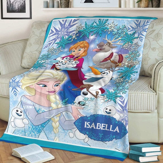 Personalized Frozen Blanket Disney Princess Elsa Blanket Custom Name Anna Elsa Birthday Blanket Birthday Blanket Christmas Blanket Gift
