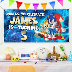 Sonic Birthday Party Backdrop Sonic Hedgehog Birthday Banner Custom Sonic Backdrop Kids Birthday Decor Custom Birthday Backdrop
