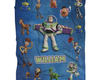 Disney Toy Story Characters Blanket, Custom Name Toy Story Blanket, Buzz Lightyear Woody Jessica Baby Blanket, Disney Birthday Sherpa Gift