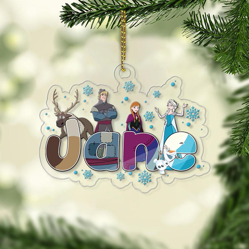 Adorno de Navidad congelado personalizado, Adorno de Navidad de Elsa, Adorno de Elsa Anna Olaf, Decoración del árbol de Navidad de Disney, Regalo de recuerdo congelado