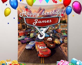 Cars Birthday Backdrop, Cars Birthday Banner, Cars Birthday Decoration, Cars Birthday Party, Cars Party Decoration Custom Name Cars Birthday