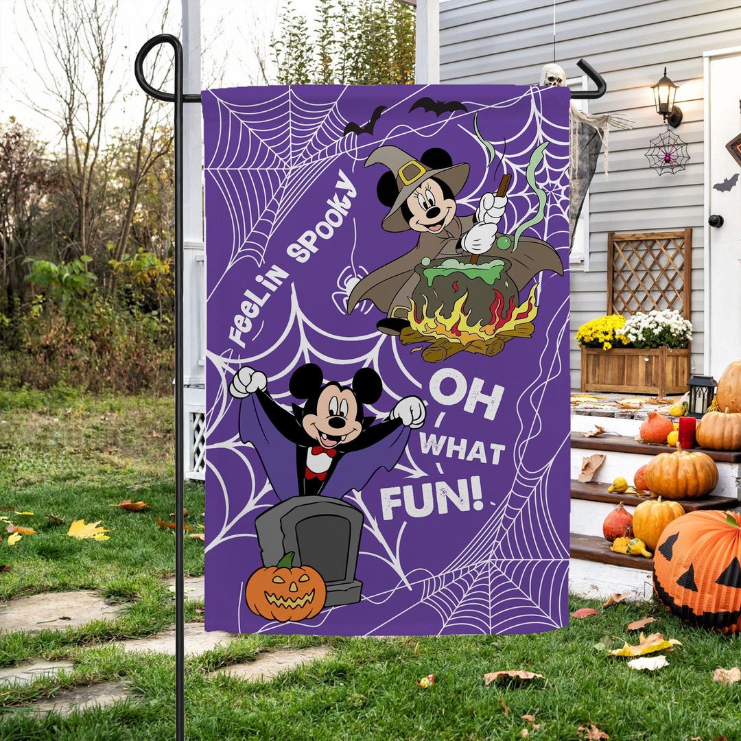 Disney Halloween Flag, Mickey Mouse Halloween Garden Flag or House Flag ...