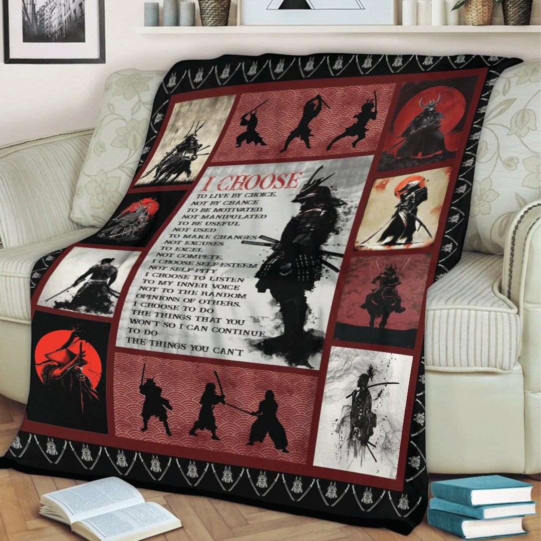 Viking Samurai Decke – Kuschelig Warme Fleece-Decke Als Geschenk Für Jungs & Mädels – Auch Als Sofadecke Oder Reisedecke