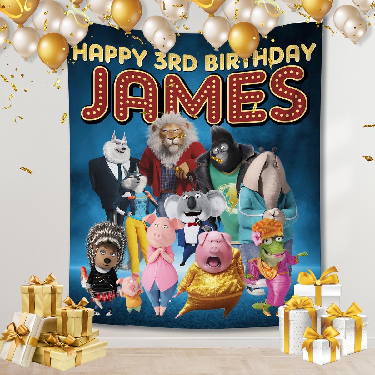 Personalized Sing Pig 2 Birthday Party Backdrop, Sing 2 Birthday Banner, Custom Name Age Sing Backdrop, Sing Birthday Banner Gift Kids