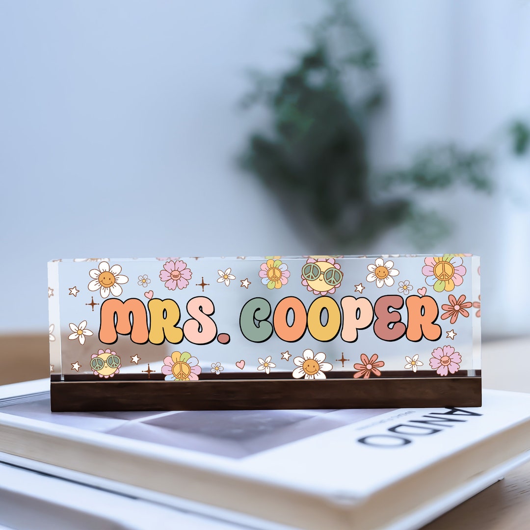 Custom Teacher Desk Name Plate, Back to School Decor, Teacher Desk Boho ...