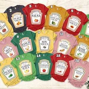 Group Condiments T-Shirts, Matching Condiment Costume Party Shirt, 2024 Adults Youth Ketchup Ranch Shirts, Funny Party Shirt,Group Condiment