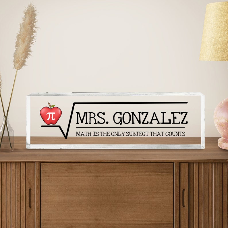 Math Teacher Name Plate for Desk, Math Teacher Appreciation Gift ...