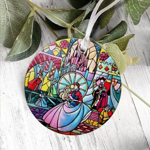 Disney Sleeping Beauty Stained Ornament, Disney Princess Christmas Ornament,Fairytale Wedding Gift,Aurora princess Ornament
