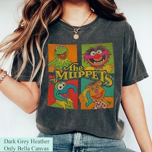 Disney The Muppet Christmas Carol Characters Group Unisex T-shirt, Retro Kermit The Frog Fozzie Bear Animal Shirt Disneyland Xmas Party Gift
