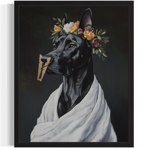 Great Dane Dog Funny Restroom Art Print, Bathroom Wall Art Poster, Original Paint Artwork, Artwork Decor