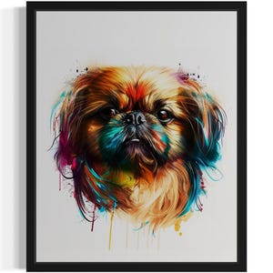 Pekingese Dog Watercolor Art Print, Wall Art Poster, Original Paint Artwork, Artwork Decor
