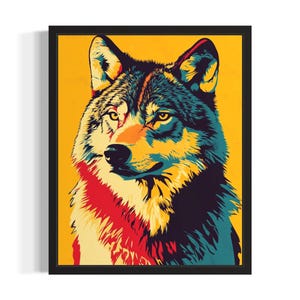 Wolf Pop Art Poster Art Print, Living Room Wall Art Poster, Original Paint Artwork, Artwork Decor
