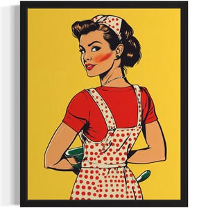 Housewife Pop Art Print, Wall Art Poster, Original Paint Artwork, Artwork Decor