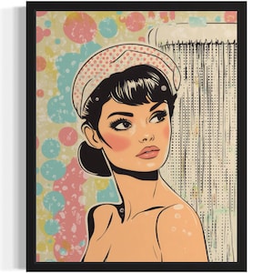Shower Lady Pop Art Print, Kunst Wand Poster, Original Kunstwerk, Kunstwerk Dekor