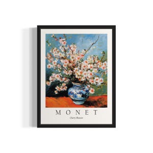 Cherry Blossom Monet Still Life Art Print, Wall Art Poster, Original Paint Artwork, Artwork Decor