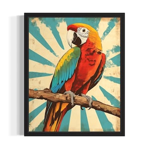 Parrot Pop Art Poster Art Print, Living Room Wall Art Poster, Original Paint Artwork, Artwork Decor