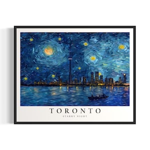 Toronto Starry Night Art Print, Van Gogh Toronto Poster Wall Art, Original Toronto Painting Decor