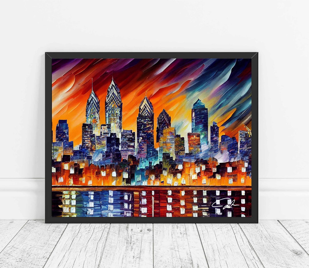 Philadelphia Pennsylvania Skyline Art Print Philadelphia Painting Wall