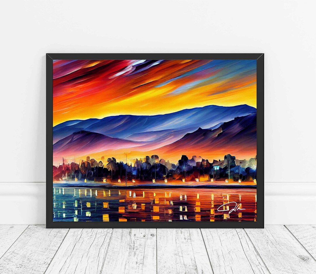Escondido California Skyline Art Print Escondido Painting Wall Art
