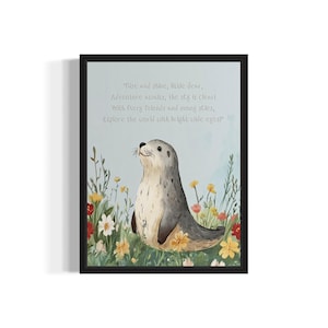 Seal Animal Poem Nursey Art Print, Wall Art Poster, Original Paint Artwork, Artwork Decor