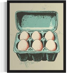 Egg Carton Pop Art Print, Wall Art Poster, Original Paint Artwork, Artwork Decor