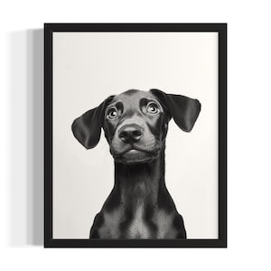Dackel Welpen Schwarz Weiß Poster Kunst Druck, Wohnzimmer Wand Kunst Poster, Original Farbe Kunstwerk, Kunstwerk Dekor