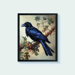 Raven Bird Vintage Art Print, Wall Art Poster, Original Paint Artwork, Artwork Decor