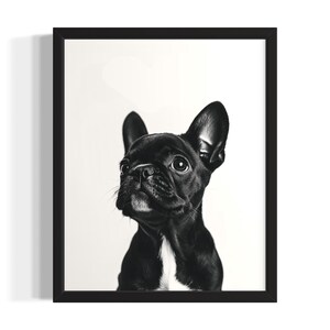 Dog Animal Black and White Poster Art Print, Living Room Wall Art Poster, Original Paint Artwork, Artwork Decor