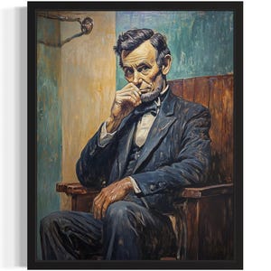 Abraham Lincoln Hold Nose Art Print, Bathroom Wall Art Poster, Original Paint Artwork, Artwork Decor