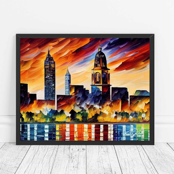 Columbus Ohio Skyline Art Print  Columbus Painting Wall Art, Original Columbus City Artwork Decor, Colorful Abstract Painting