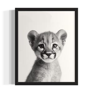 Puma Animal Black and White Poster Art Print, Living Room Wall Art Poster, Original Paint Artwork, Artwork Decor