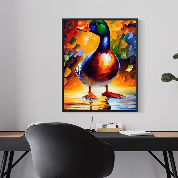 Canard colvert Art Print canard colvert peinture impression affiche, oeuvre originale de canard colvert, art mural canard colvert, cadeau d’amant d’impression animale