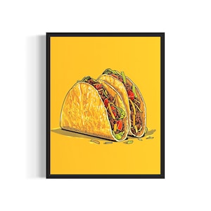 Taco Pop Art Poster Art Print, Retro Vintage Collection Decor