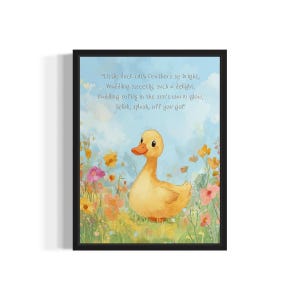 Duck Animal Poem Nursey Art Print, Wall Art Poster, Original Paint Artwork, Artwork Decor