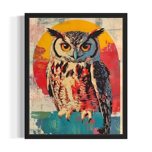 Owl Pop Art Poster Art Print, Living Room Wall Art Poster, Original Paint Artwork, Artwork Decor