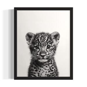 Leopard Animal Black and White Poster Art Print, Living Room Wall Art Poster, Original Paint Artwork, Artwork Decor