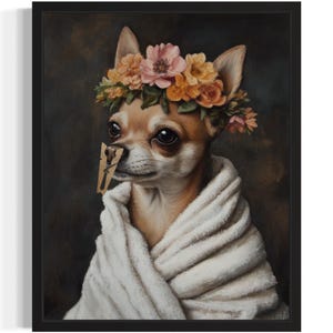 Chihuahua Dog Funny Restroom Art Print, Bathroom Wall Art Poster, Original Paint Artwork, Artwork Decor