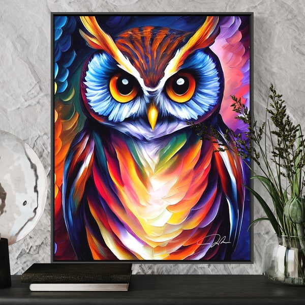 Abstract Owl Art Print  Ostrich Owl Painting Print Poster, Original Paint Artwork, Owl Wall art, Owl Lover Gift