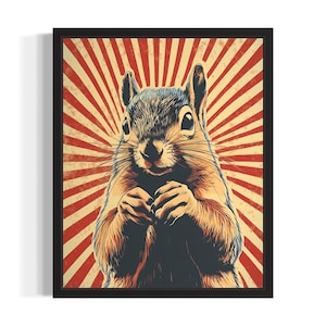 Squirrel Pop Art Poster Art Print, Living Room Wall Art Poster, Original Paint Artwork, Artwork Decor