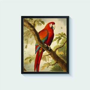 Parrot Bird Vintage Art Print, Wall Art Poster, Original Paint Artwork, Artwork Decor
