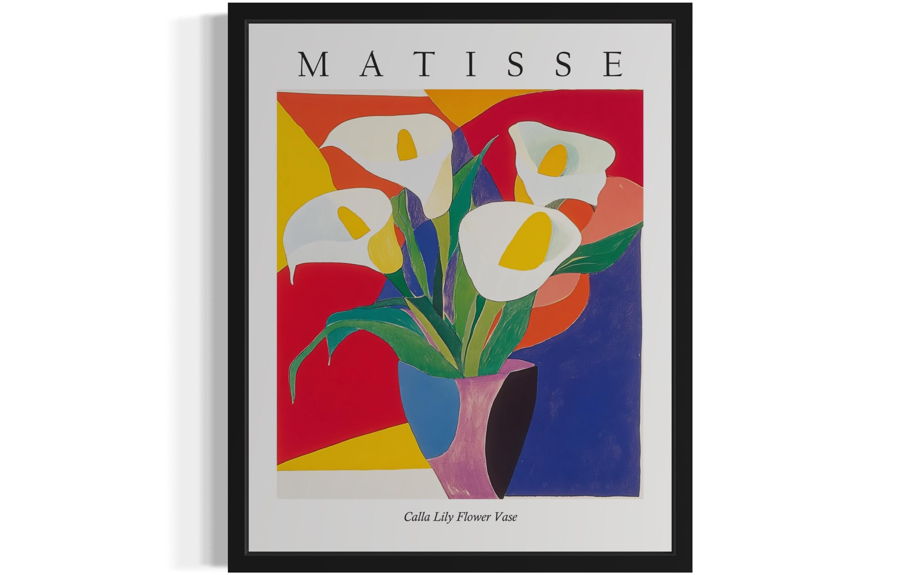 カラーリリーの花瓶マティスフラワーアートプリント、ウォールアート