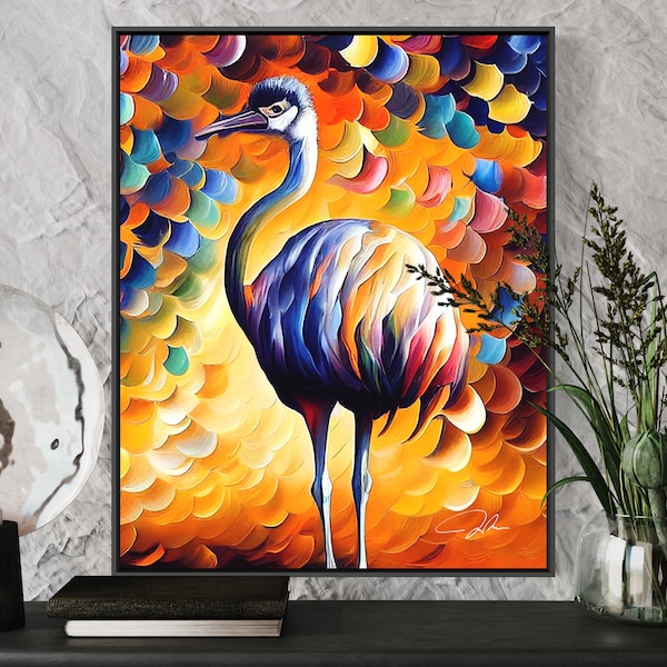 Abstract Ostrich Art Print  Ostrich Oil Painting Print Poster, Original Paint Artwork, Ostrich Wall art, Ostrich Lover Gift