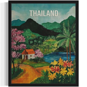 Stampa artistica con paesaggi dell&#39;Europa della Thailandia, poster da parete, opera d&#39;arte originale dipinta, decorazione artistica