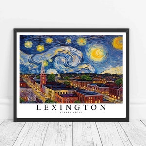 レキシントン ケンタッキー 星月夜 アートプリント、ゴッホ レキシントン ポスター ウォールアート、オリジナル レキシントン 絵画 装飾