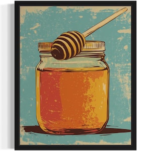 Honigglas Bauernhof Pop Art Druck, Kunst Poster, Originalfarbe Kunstwerk, Kunstwerk Dekor