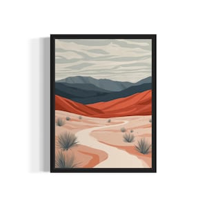 Death Valley Abstract Boho Art Print Poster, Original Artwork Painting, Bathroom Prints Decor